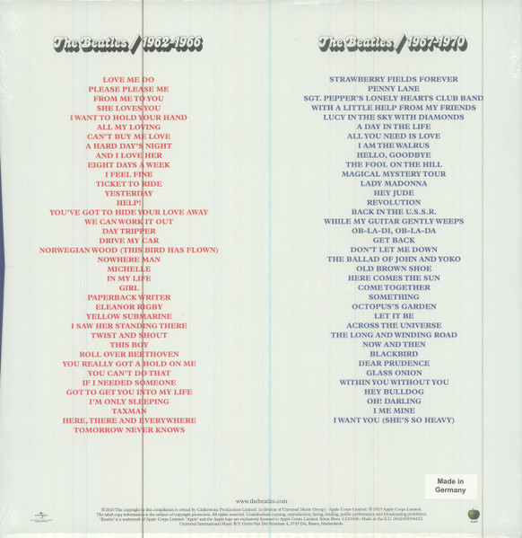The Beatles - Red & Blue Album 1962-1966 / 1967-1970 (0602458396652)