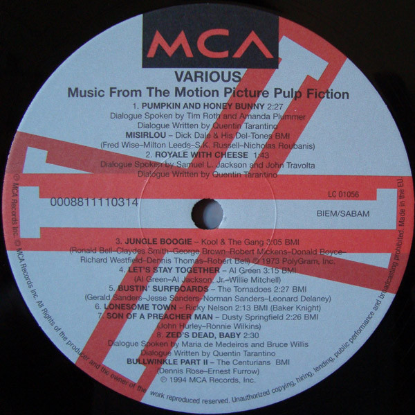 OST - Pulp Fiction [Original Motion Picture Soundtrack] (0008811110314)